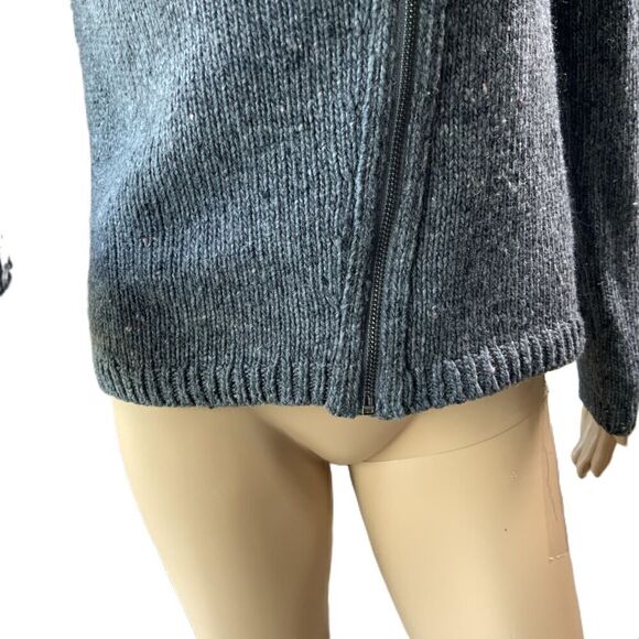 Banana Republic Grey Full-Zip Collarless Ribbed Knit Long Sleeve Sweater Size S - Picture 3 of 12